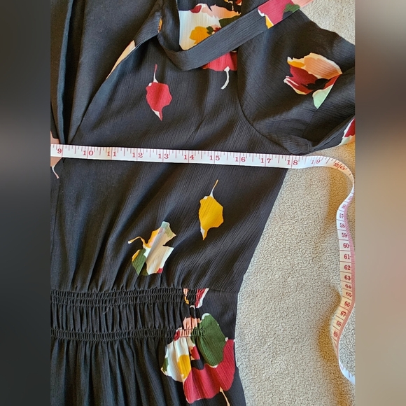 Madewell Tie Front 3/4 Sleeve Mini Dress Drifting Flowers Women's Sz 0 - Picture 10 of 14